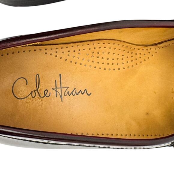 Cole Haan Burgundy Leather Pinch Tassel Loafers Sz 10.5 Cushioned Comfort Formal